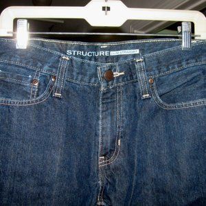 Dark Navy Blue Jeans Structure Slim Straight 30 x 32